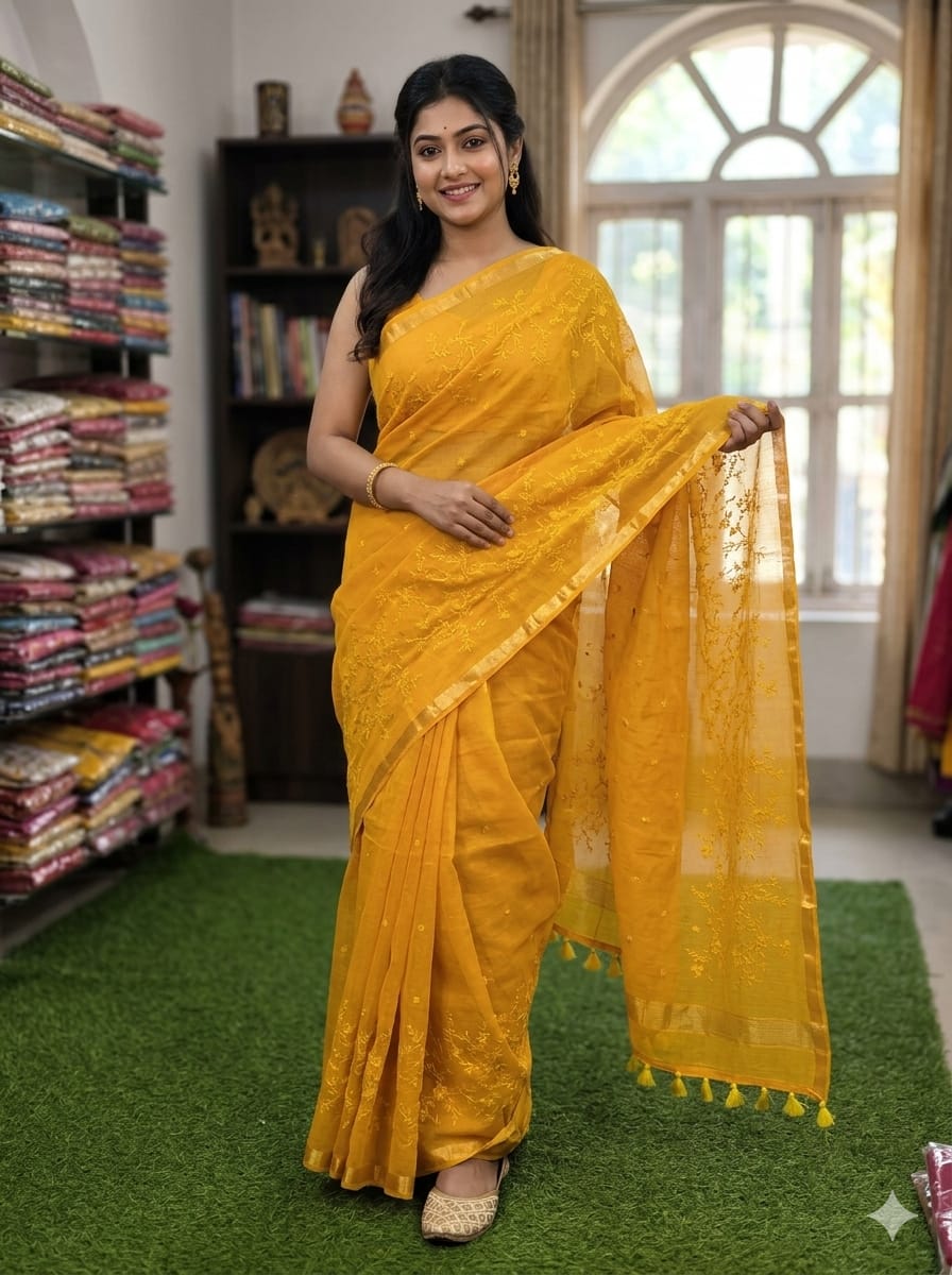 Embroidery Premium Half Silk Saree | এমব্রয়ডারি হাফ সিল্ক শাড়ি